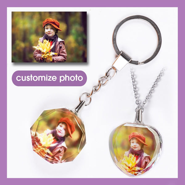 personalized photo crystal glass keychain