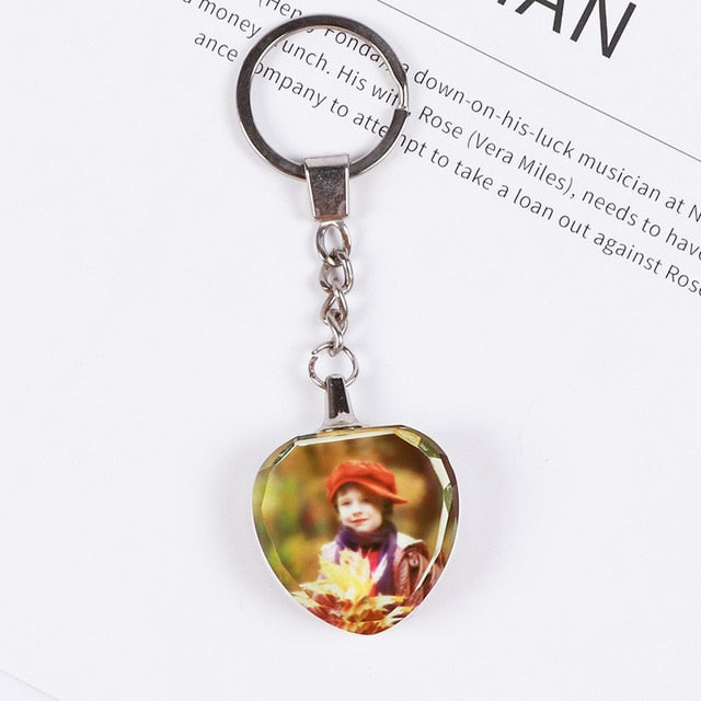 personalized photo crystal glass keychain